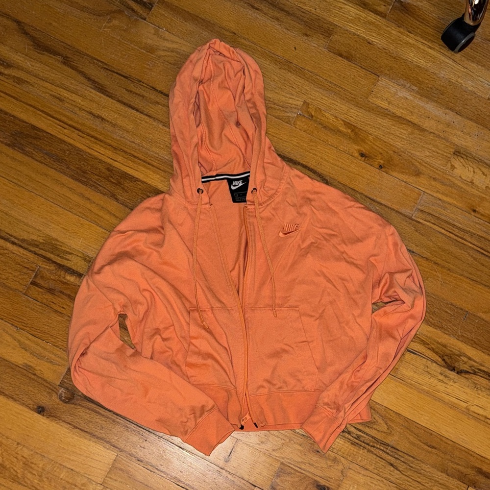 Nike Orange Zip-Up Hoodie Sweatshirt